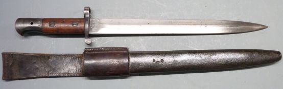 British 1903 sword bayonet, some clear stamps to ricasso, crossguard and pommel, 30cm blade, with