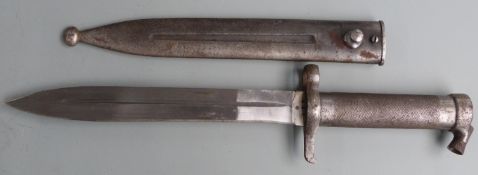 Swedish 1896 knife bayonet with clear stamps to ricasso and scabbard, 21cm fullered blade and