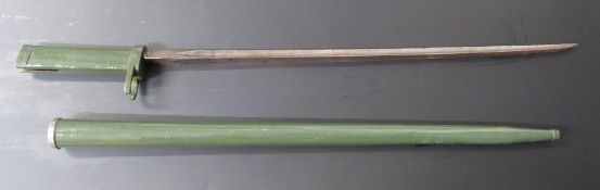 German Ersatz all steel conversion bayonet, some clear stamps to 44cm blade, with metal scabbard