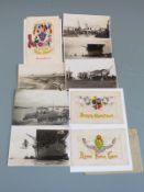 Three WWI silk embroidery postcards including Royal Flying Corps, military postcards with flying
