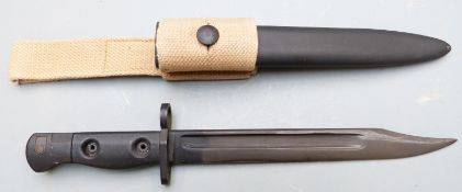British L1A3 bayonet with 20cm fullered bowie blade, scabbard and frog