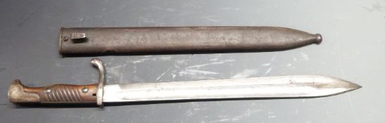 German 1898/05 pattern later type bayonet with trimmed muzzle ring and flashguard, some clear