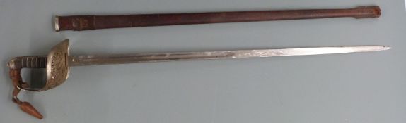 British Army 1897 pattern officer's sword, George V cypher, 15226 and J.R Gaunt & Son to 83cm blade,