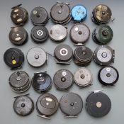 Twenty four salmon and trout fly fishing reels including James Bryce, Roddy, The Gordon 3½W by