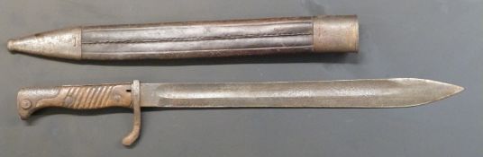 German 1898/05 pattern bayonet later type with muzzle ring trimmed and flashguard, some clear