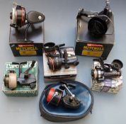 Six boxed/cased fixed spool fishing reels including Mitchell 386, Match 440A, Abu Cardinal C4, 40