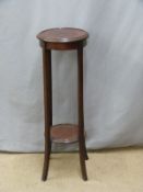 Mahogany inlaid jardinere stand, H94cm