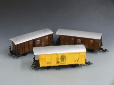 Three Newqida G gauge railway vans including Railway Express Royal Giving Special Tunnel.