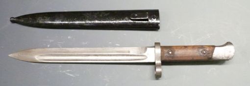 German 1871/84 pattern bayonet with straight grips, indistinctly stamped to ricasso with 25cm