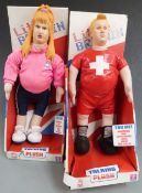Two Character Gifts plush talking Little Britain dolls, both in original boxes.