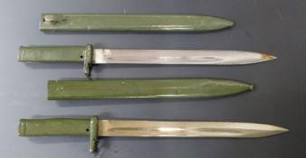 Two German 88/98 pattern Ersatz all steel bayonets, one stamped 213 to crosspiece, both with 31cm