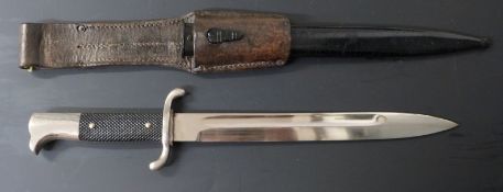 German Fireman's long pattern dress bayonet with blank pommel, S shaped quillon, 24.5cm fullered
