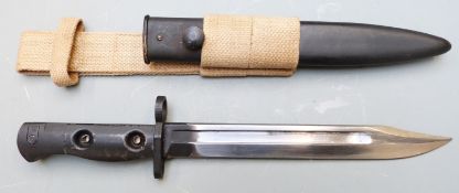 British L1A4 bayonet with 20cm fullered bowie blade, scabbard and frog