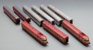 Nine Jouef and Lima 00 gauge model railway locomotives and coaches including SNCF, Trans Europ