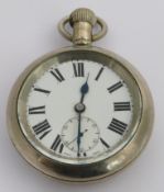 London Midland and Scottish railway keyless winding open faced pocket watch with inset subsidiary