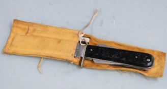 Air Crew dinghy survival knife made by George Ibberson & Co, Sheffield with metal sheaf and canvas