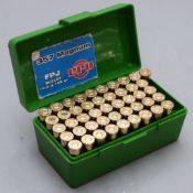Forty-six PPU .357 Magnum rifle cartridges, in hard case. PLEASE NOTE THAT A VALID RELEVANT