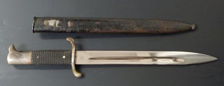 German Fireman's long pattern dress bayonet with blank pommel, S shaped quillon, AC&S makers's stamp