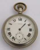 Southern Railway Frenca keyless winding open faced pocket watch with inset subsidiary seconds