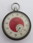 British Railways Midland Region Lemania Nero stopwatch, with subsidiary dial, black numerals, red