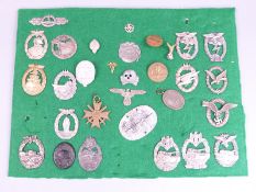 German Third Reich Nazi replica war badges etc mounted on board