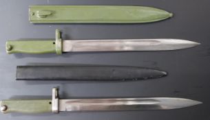 Two German Ersatz all steel bayonets, both with acceptance stamps, 31cm fullered blades and