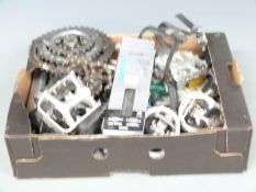 Collection of retro bicycle parts including Shimano XT, STX RC etc