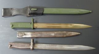 Two German Ersatz all steel bayonets, one with acceptance stamp, both with fullered blades, 31cm &