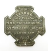 Clifton Rocks Railway commemorative opening day commemorative medallion, 11th March 1893, width