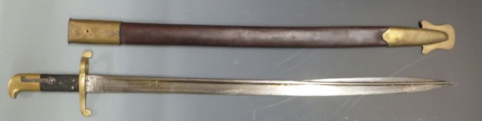 British Sappers/ Miners 1858 pattern Lancaster sword/bayonet with brass pommel and crossguard, clear