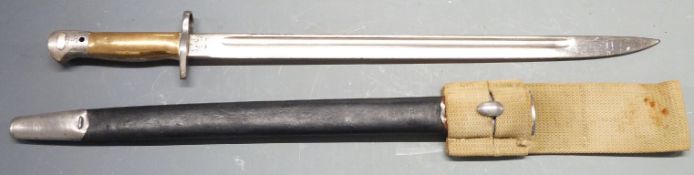 Royal Air Force ceremonial 1907 pattern bayonet with brass hilt and clear stamps to ricasso 43cm
