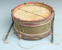 Military style Hawkes and Son, London brass bodied side drum with sticks, 40cm diameter