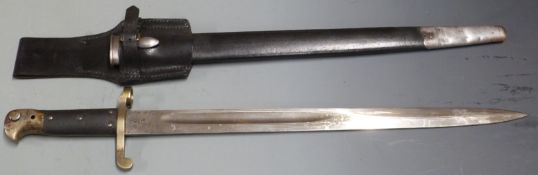 British 1887 pattern Martini Henry sword bayonet Mk4, clear stamps to ricasso and pommel, with