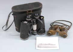 A pair of Royal Navy binoculars by repute from HMS Forester (Arctic Convoys) together with another