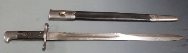 British 1875 pattern Volunteers sawback bayonet, Solingen maker's mark to ricasso, 46cm part