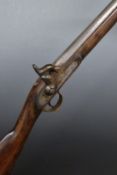 Barnett of London 16 bore percussion hammer action carbine gun with named lock, brass trigger guard,