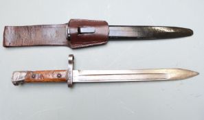 Austrian 1895 pattern Mannlicher bayonet, clear stamp to ricasso, 24cm fullered blade, with scabbard