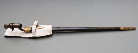 British 1876 pattern Martini Henry socket bayonet with 55cm blade, scabbard and frog