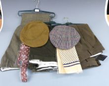 Three pairs of Hoggs of Fyfe and Clyde Valley tweed and moleskin men's shooting breeks sizes 32,