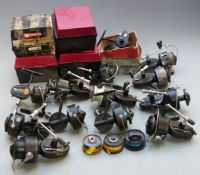 Large quantity of Mitchell fixed spool fishing reels including C A P 304 models, other models