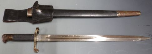 British 1887 pattern Martini Henry sword bayonet Mk1 converted to Mk4, clear stamps to ricasso and