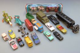 Twenty Corgi and Dinky diecast model vehicles including 1902 State Landau, Thunderbirds, Man From