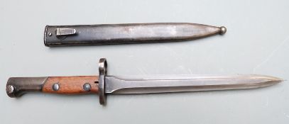 Belgium FN 1949 SLR bayonet with muzzle ring, stamped SA 30 5578 to pommel, 23cm double edged blade,