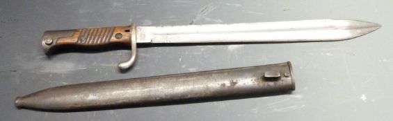 German 1898/05 pattern bayonet later type with muzzle ring trimmed and flashguard, clear stamps,