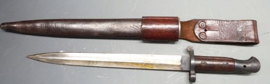 British 1903 pattern sword bayonet marked Sanderson Sheffield to ricasso, 30cm blade, with