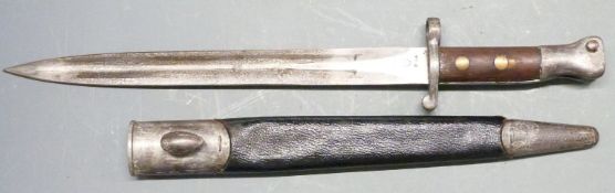 British 1888 pattern bayonet, Mk1 second type, with some clear stamps to ricasso, 30cm blade, with
