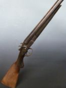 Hill & Son of Windsor 12 bore side by side hammer action shotgun with engraved lock, trigger