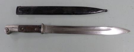German S 1914 pattern bayonet marked BK within oval to ricasso, with shaped wooden grips, 31cm