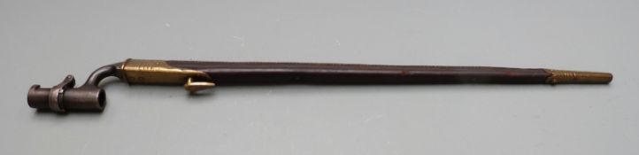 British 1876 pattern socket bayonet converted to 1895 pattern Martini Enfield, with 55cm blade and