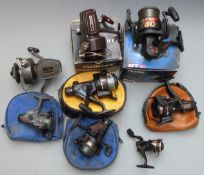 Eight fixed spool fishing reels including Shakespeare, Daiwa 7700A in box, Silstar, Ocean Star 26